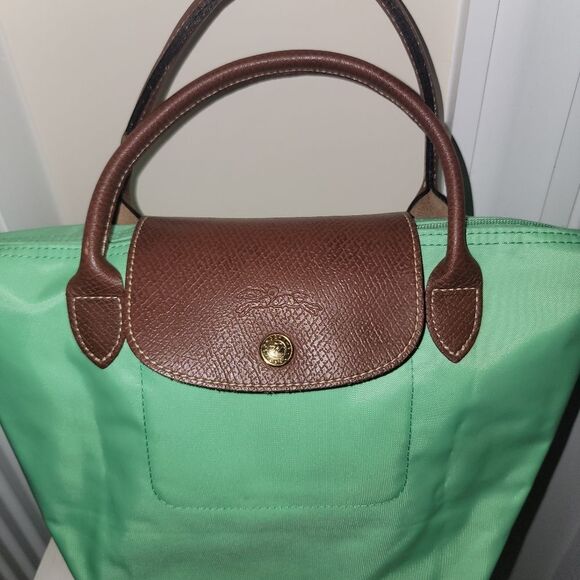 LONGCHAMP Li Pliage Classic Original S Bright Green Handle Foldable Tote Bag - Picture 2 of 16